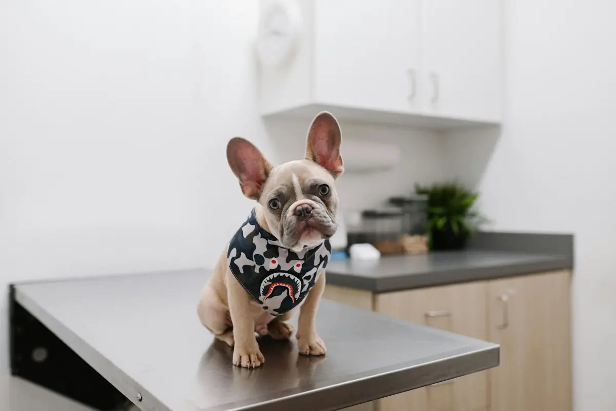 Perro corgi en la consulta de un veterinario